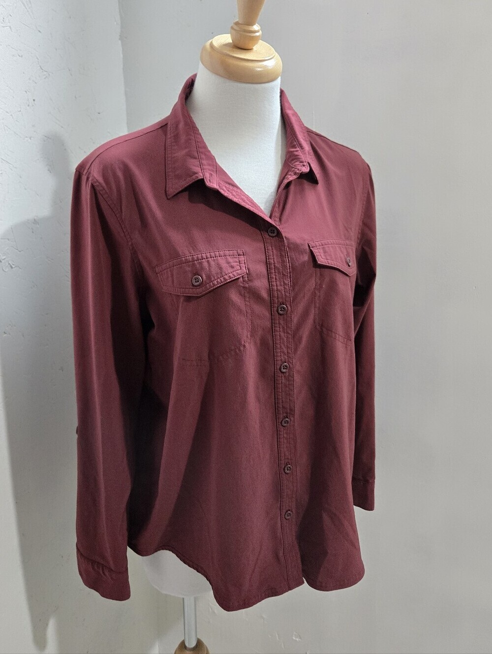 Eddie Bauer Women's Button-Up Shirt - Deep Maroon